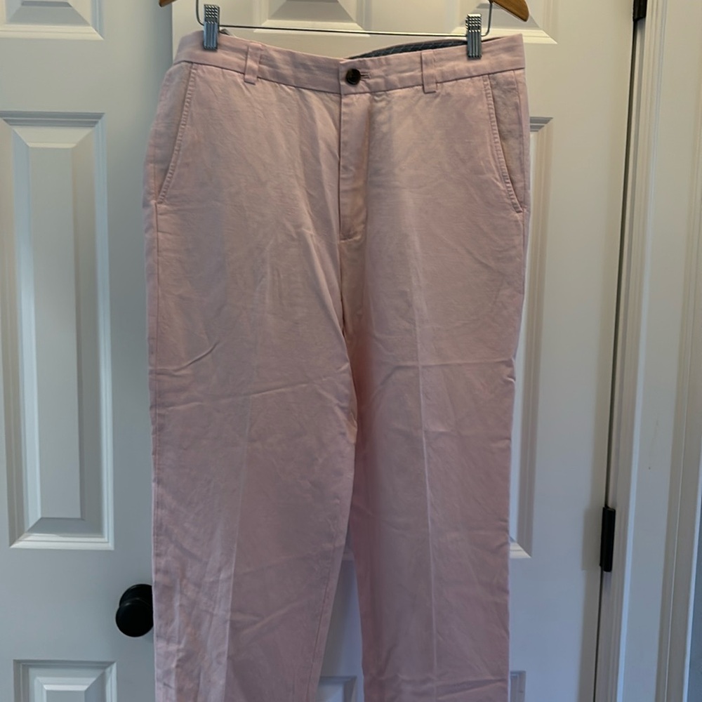 Brooks Brothers Clark Straight Fit Pink Linen Pants